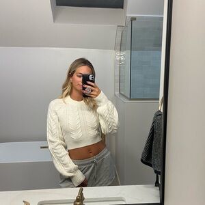 Camila Coelho white open back crop sweater small